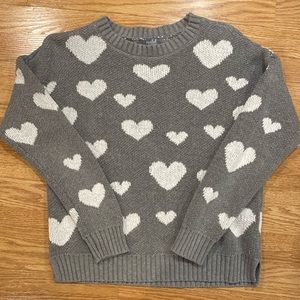 Marled Gray Heart Pattern Sweater